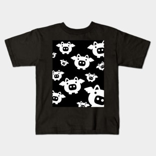 Pig White Pattern Kids T-Shirt